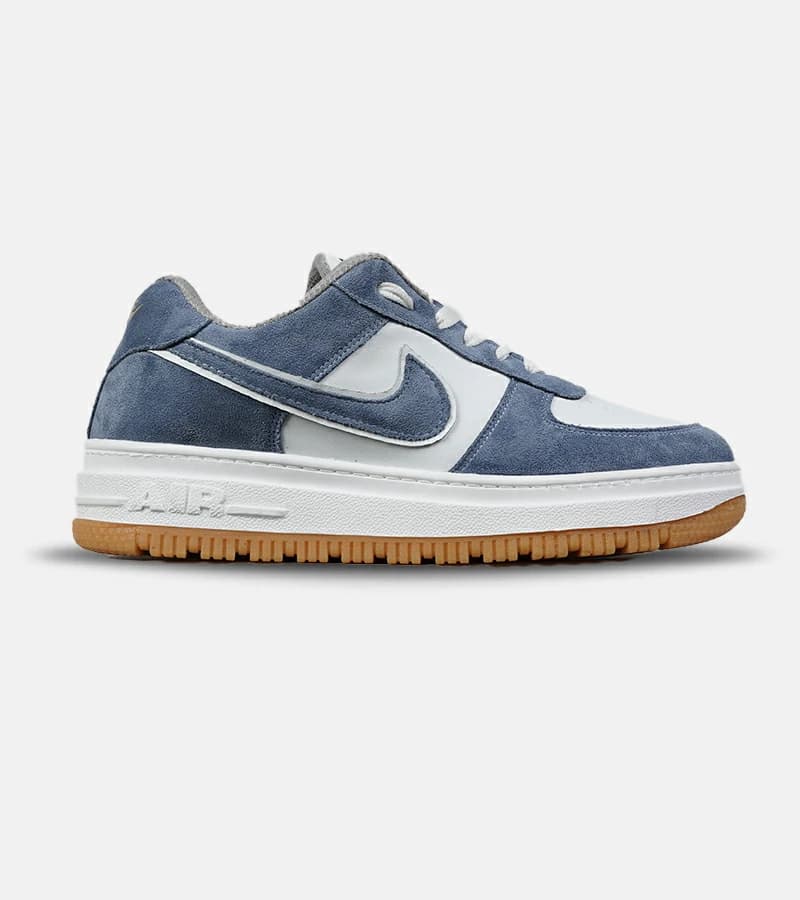 کفش کتانی مردانه و زنانه سفید آبی نایک NIKE AIR FORCE مدل 7767