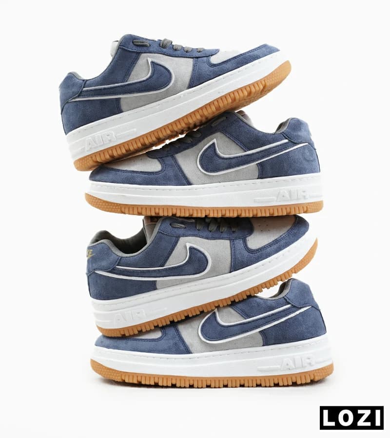 کفش کتانی مردانه و زنانه سفید آبی نایک NIKE AIR FORCE مدل 7767 — تصویر ۲