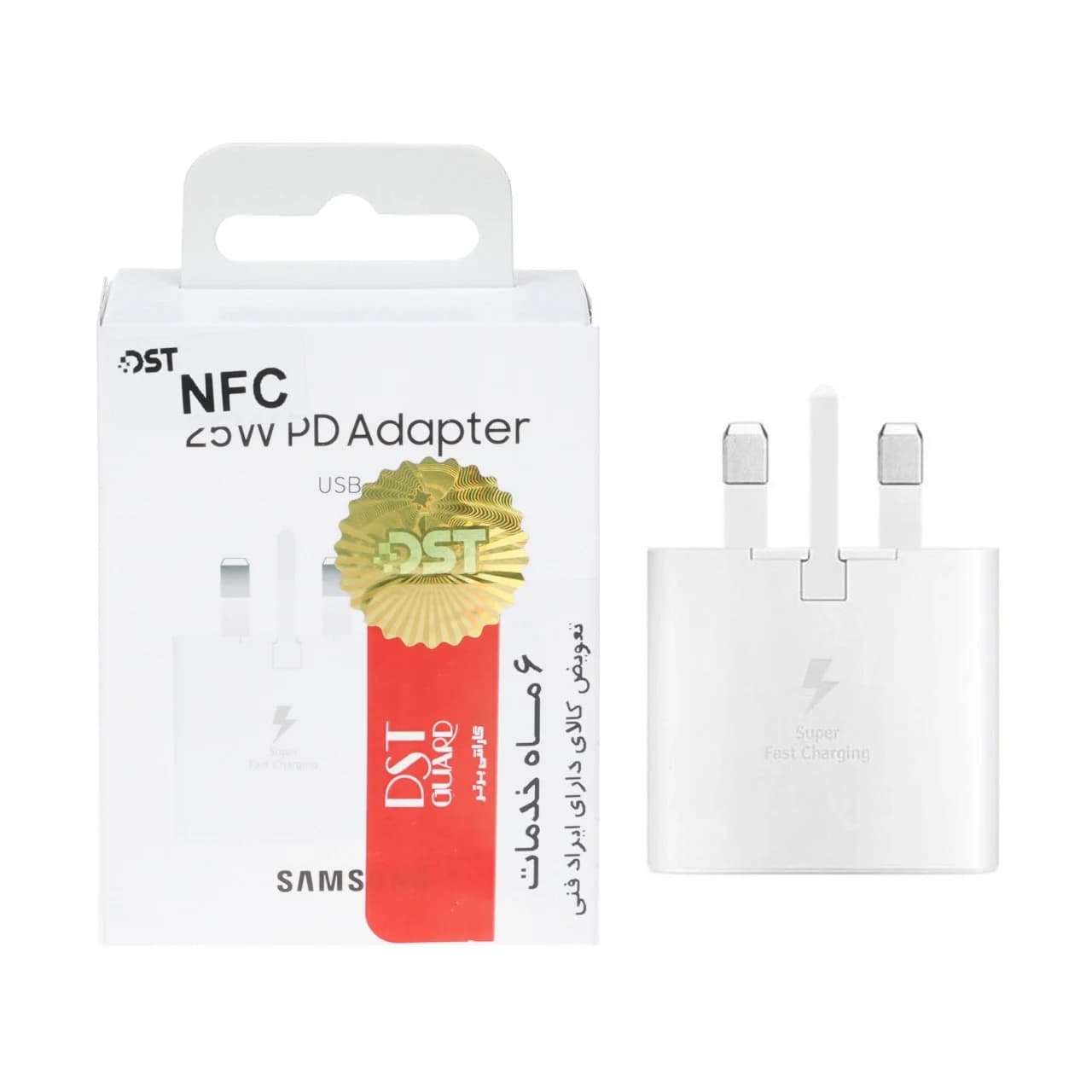 شارژر دیواری سه پین PD و فست تک پورت Samsung مدل EP-TA800 25W مجهز به فناوری NFC – اصلی – سفید – DST (گارانتی 12 ماهه DST) — تصویر ۳