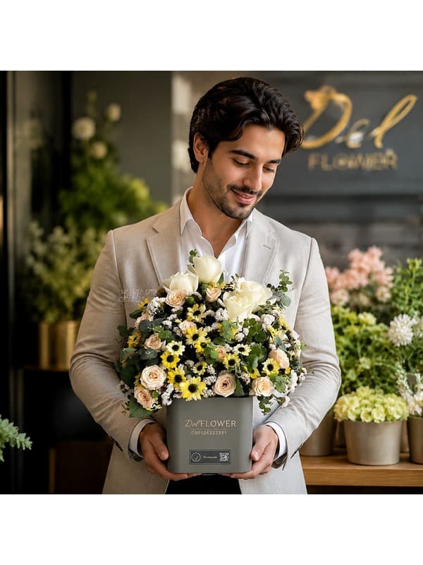 باکس گل روز پدر آنتوریوم سفید مدل رسمی
