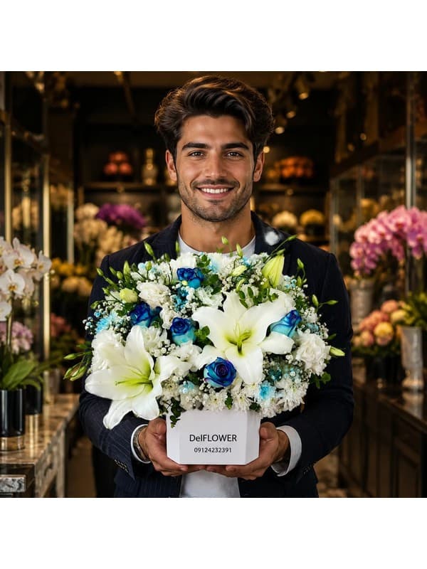 باکس گل داوودی سفید برای مجلس یادبود