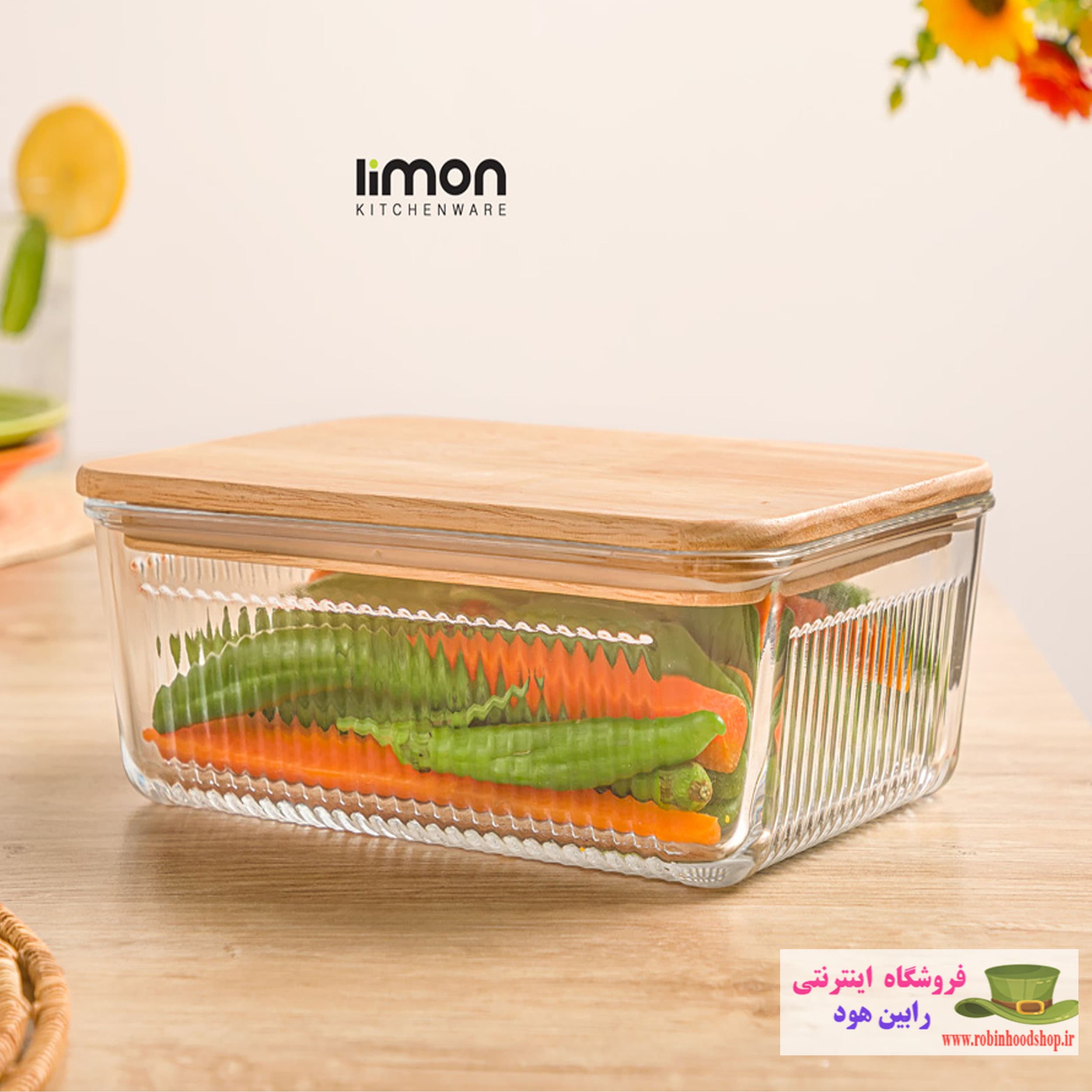 ظرف شیشه ای در چوبی 1.1 لیتر — تصویر ۲