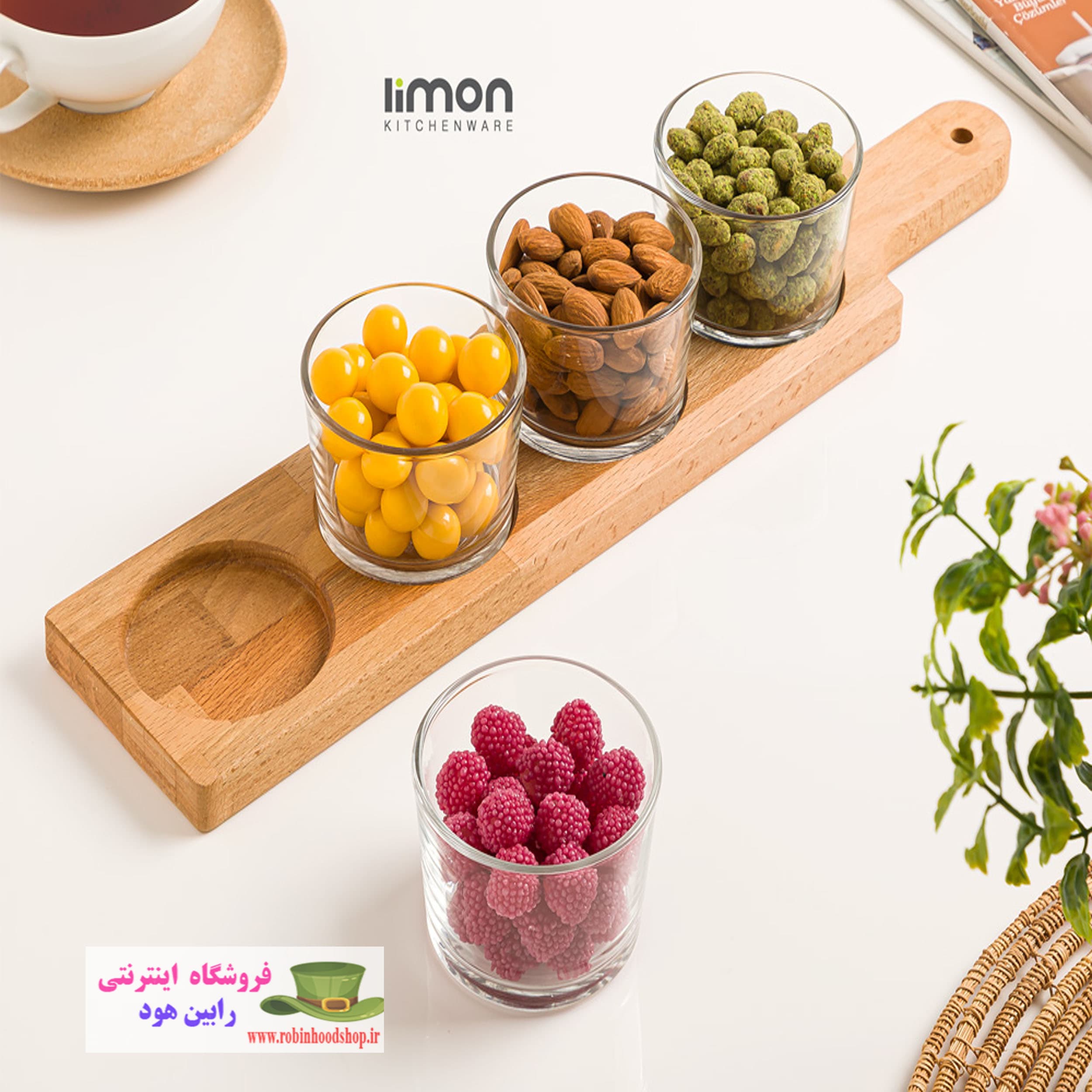 اردورخوری پایه چوبی 190 میلی لیتر 4 عددی