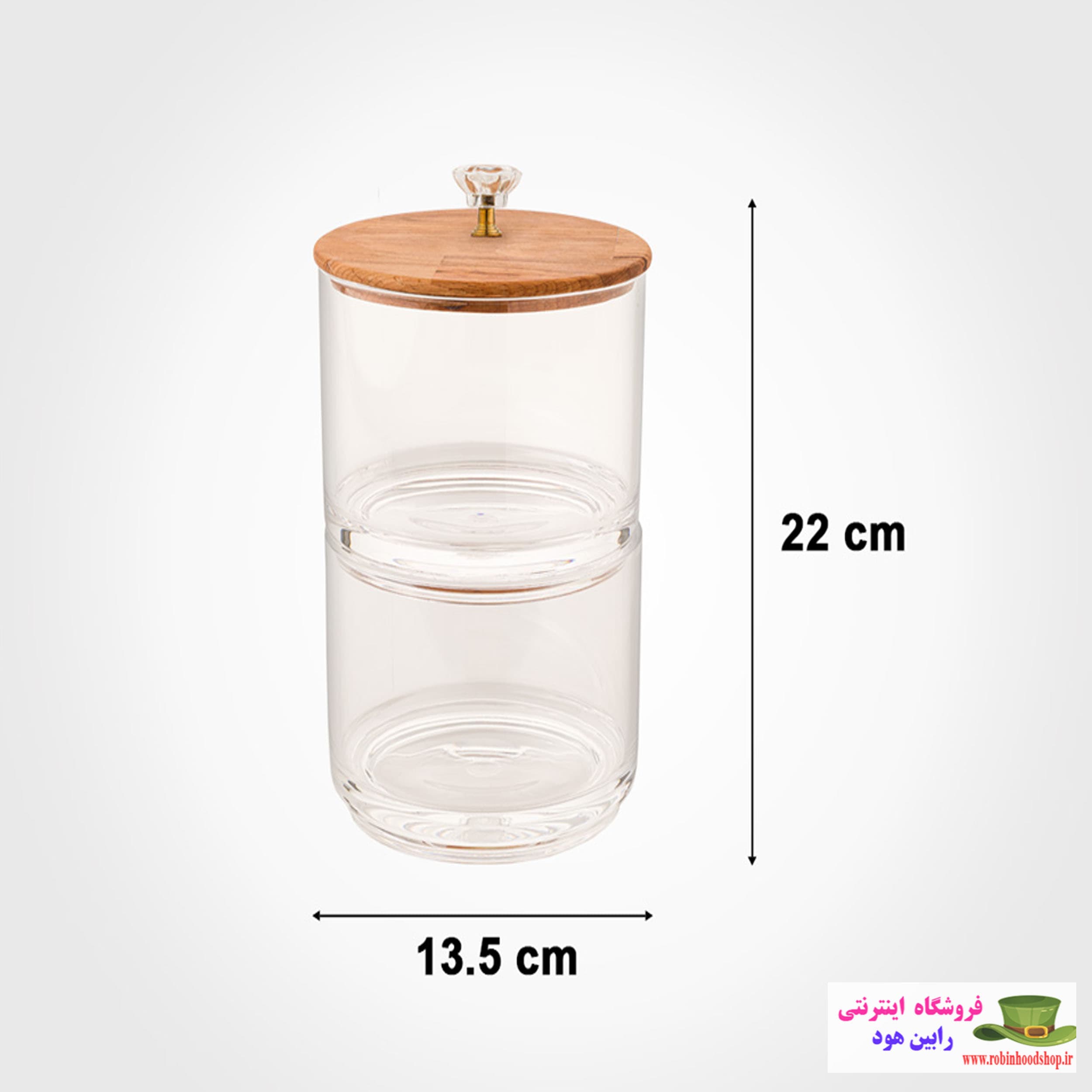 ظرف شکلات دو طبقه با درب چوبی — تصویر ۲