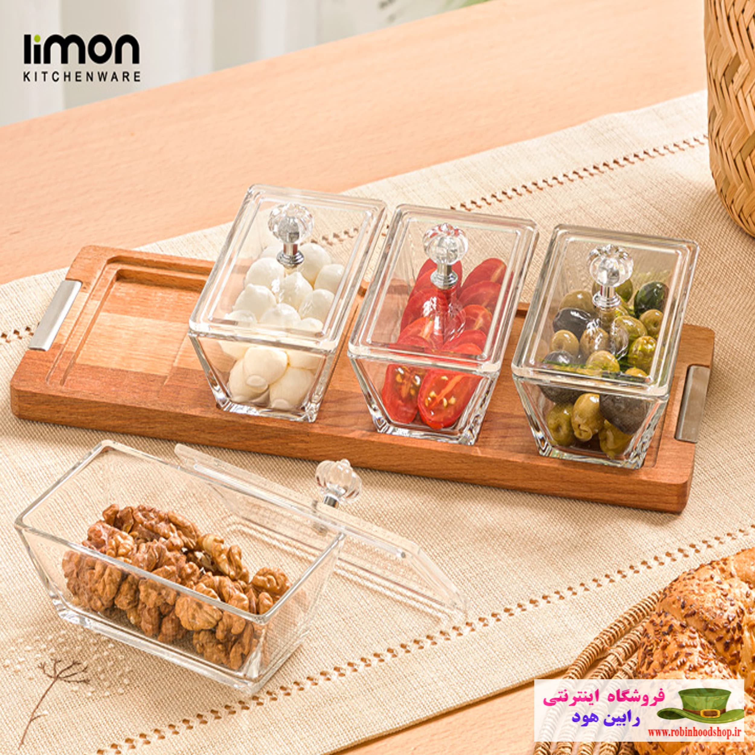 اردور خوری مستطیل دربدار پایه چوبی 4 عددی