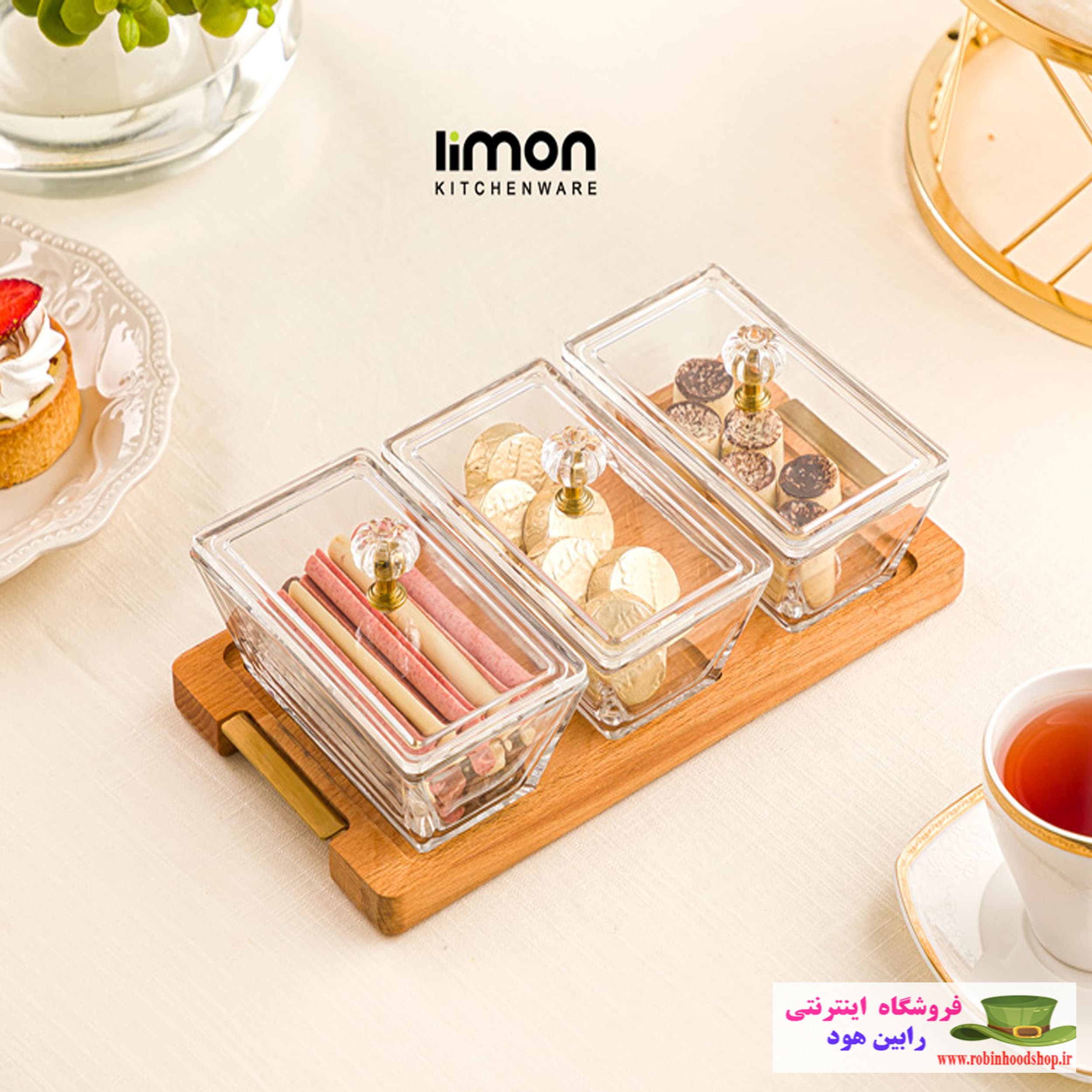 اردور خوری مستطیل دربدار پایه چوبی 3 عددی