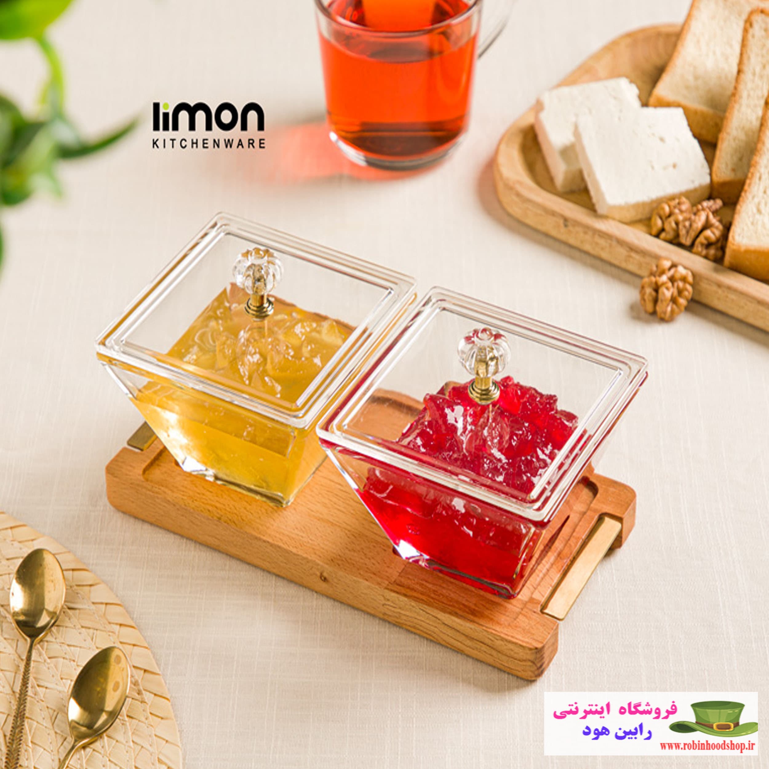 اردور خوری مربع دربدار پایه چوبی 2 عددی