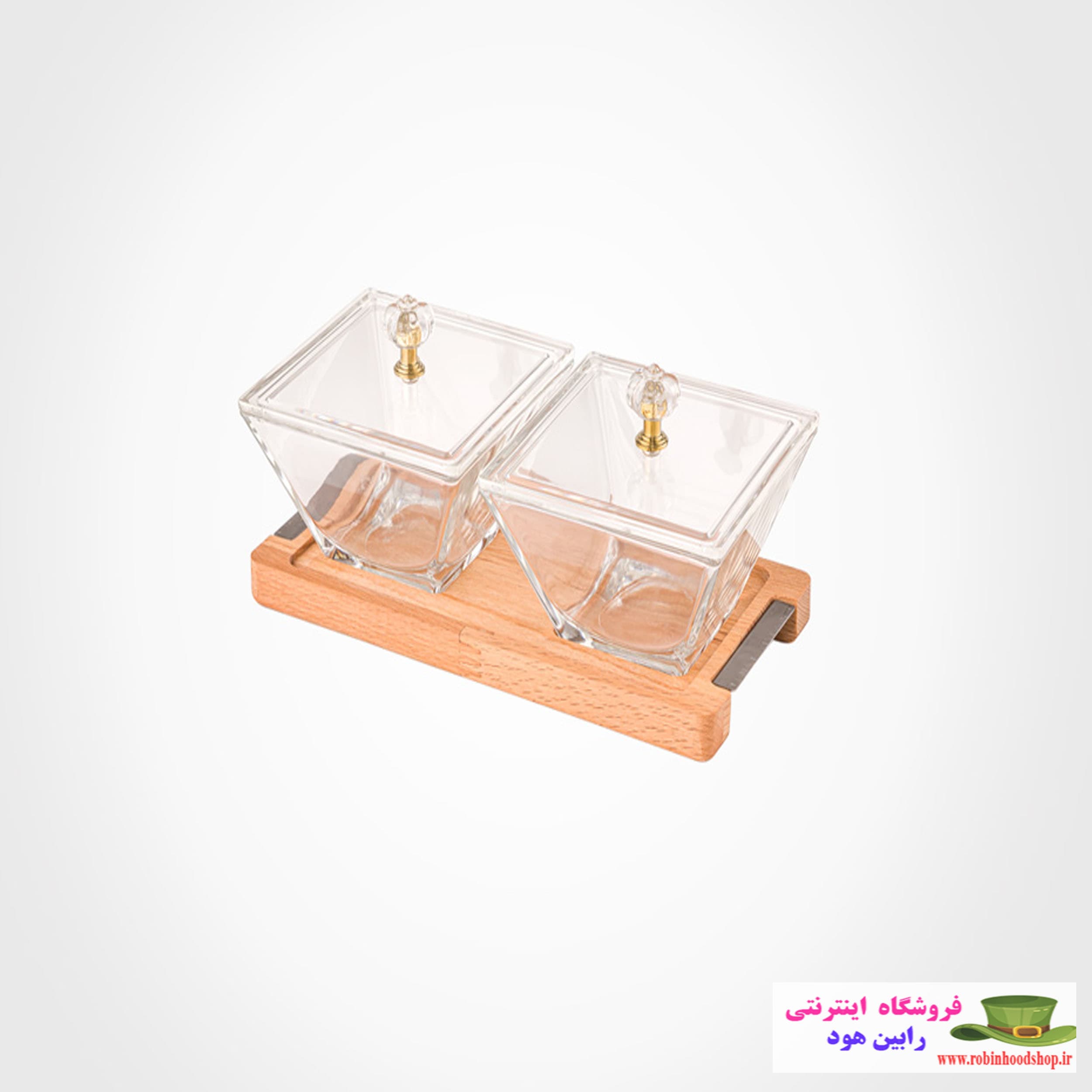 اردور خوری مربع دربدار پایه چوبی 2 عددی — تصویر ۲