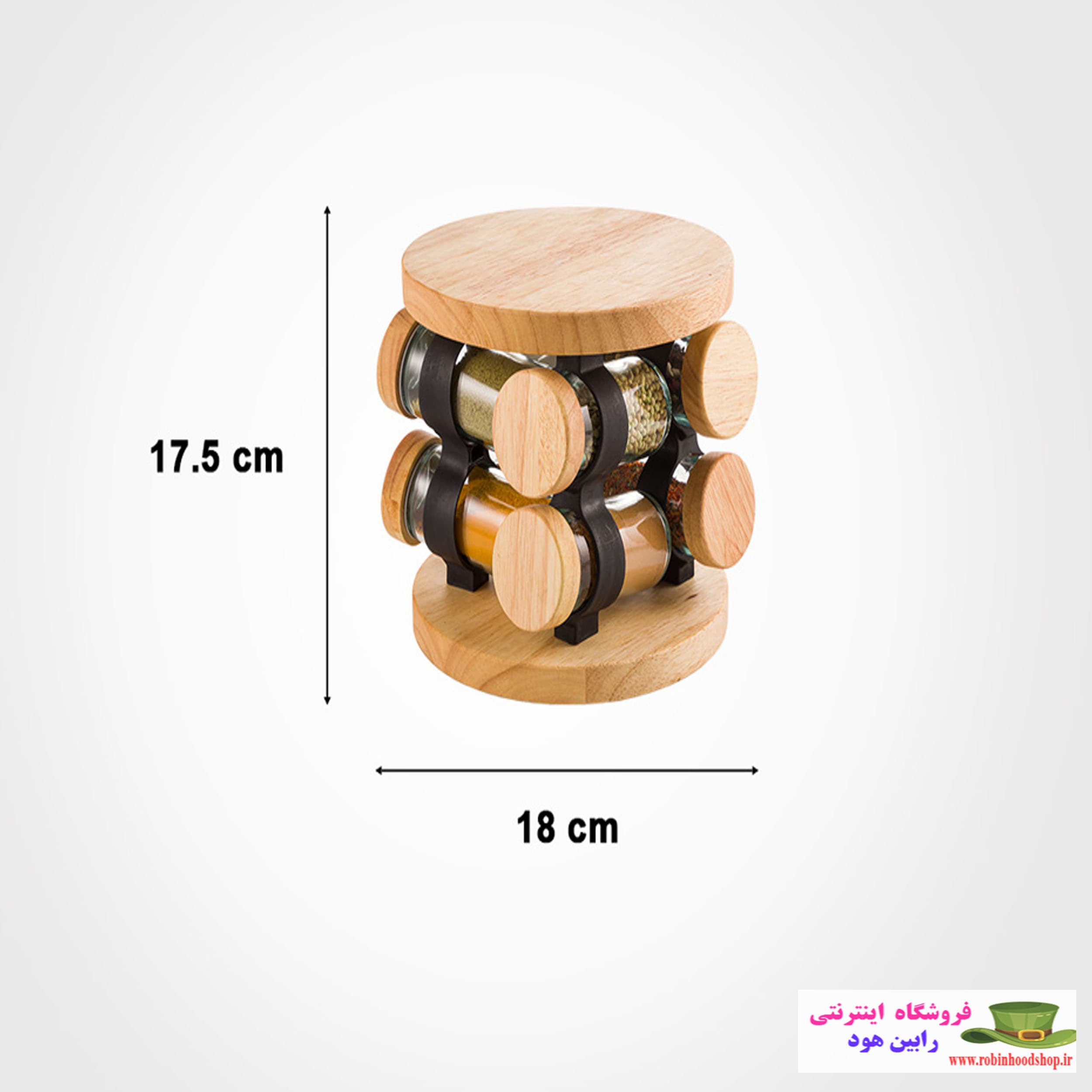 ست ادویه گردان 8 عددی چوبی — تصویر ۲
