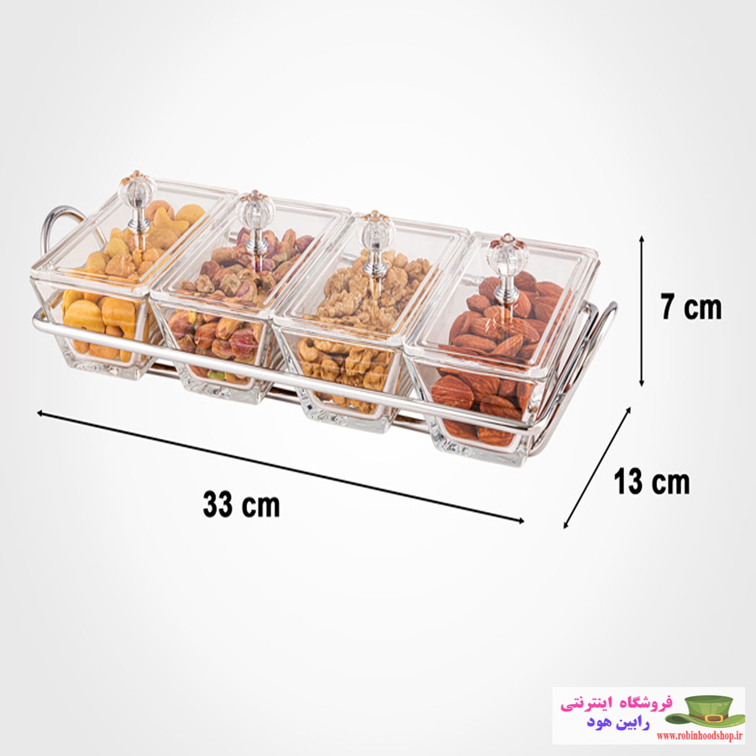 اردورخوری شیشه ای مستطیل استنددار چهارخانه با درب اکرولیک — تصویر ۲