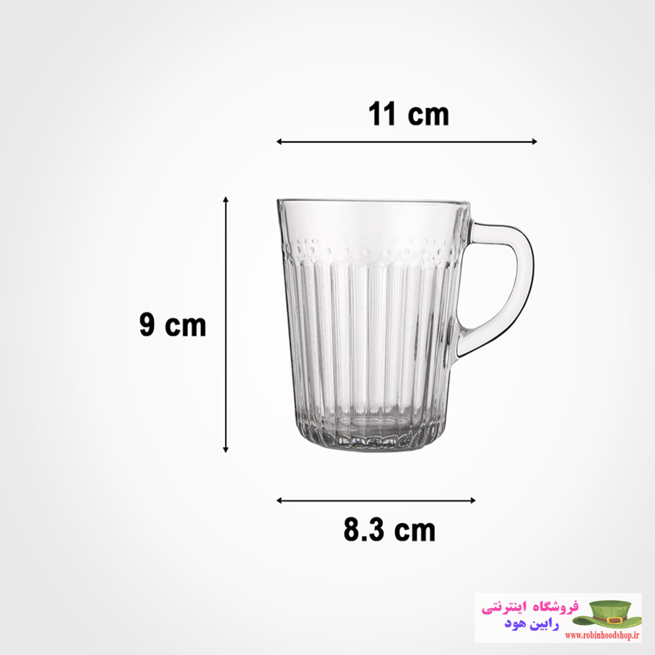 لیوان شیشه ای دسته دار 280 سی سی — تصویر ۲