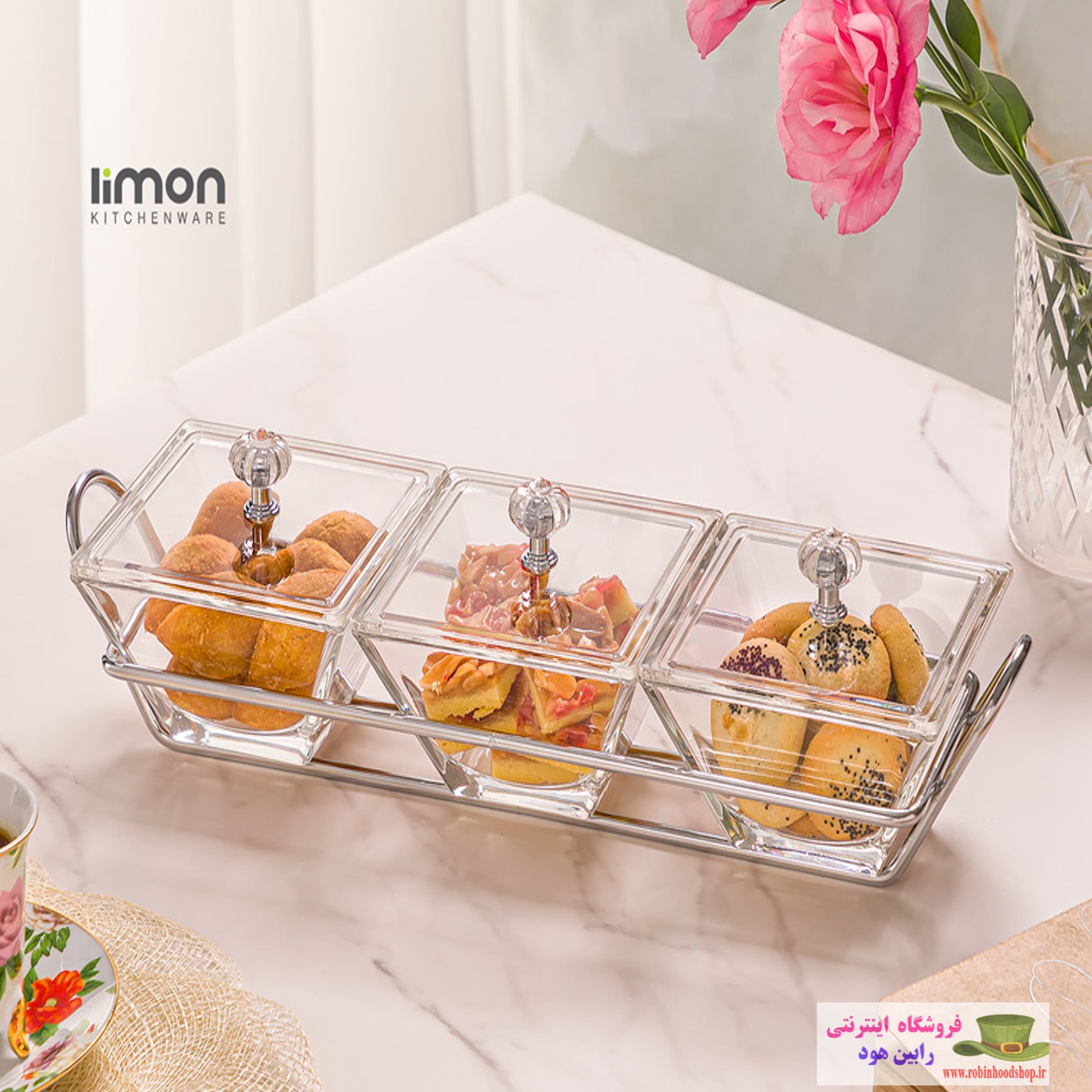 اردور خوری شیشه ای مربع استنددار سه خانه با درب اکرولیک