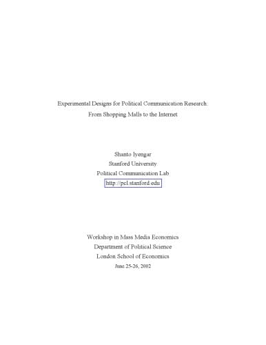 کتاب Experimental Designs for Political Communication Research:From Shopping Malls to the Internet نسخه کامل