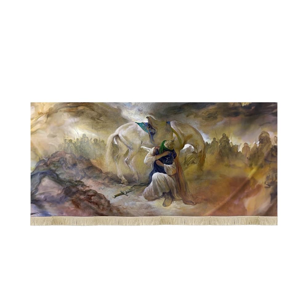 کتیبه محرم تصویری مخمل لحظه وداع امام حسین
