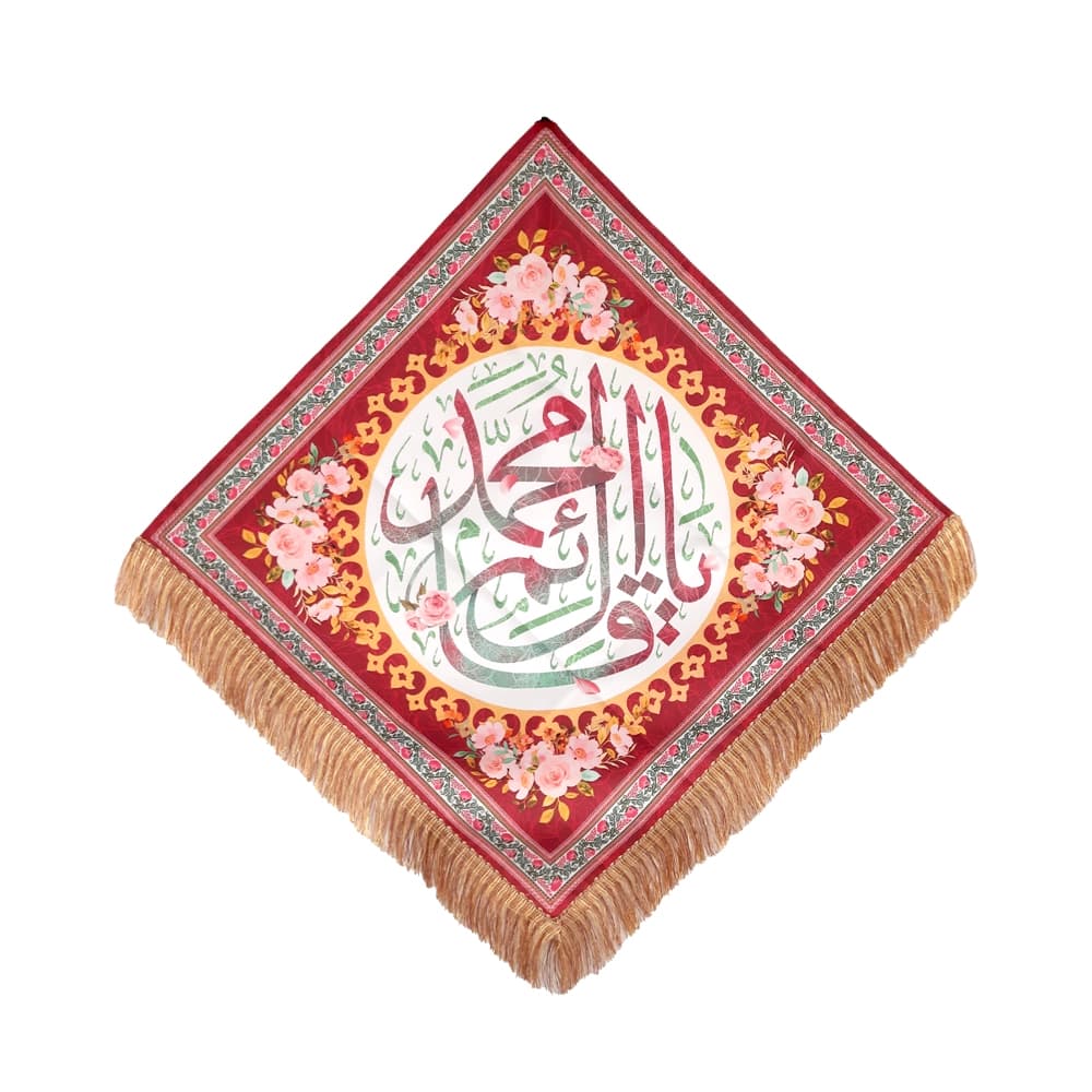 کتیبه نیمه شعبان لوزی مخمل با شعار یا قائم آل محمد زمینه قرمز50824 — تصویر ۵