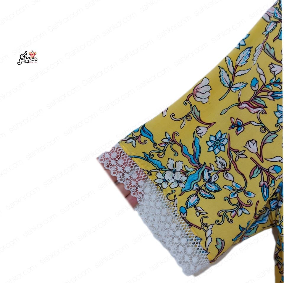 پیراهن نخی کوتاه آستین کوتاه خنک و تابستونی (بدون آبرفت) — تصویر ۲
