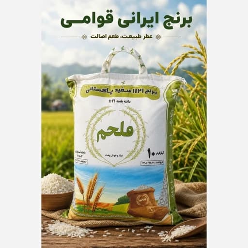 برنج پاکستانی ملحم 1121 دانه بلندبا ارسال رایگان (10کیلوگرم)
