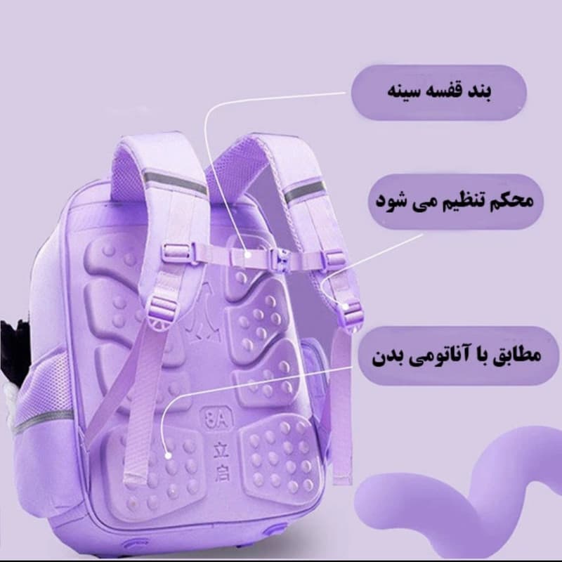 کوله پشتی مدرسه مدل کرومی کد 6565 — تصویر ۲