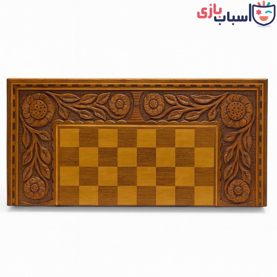 تخته نرد چوب گردو گل و بوته ارومیه عرض 50 و 60 سانت — تصویر ۲