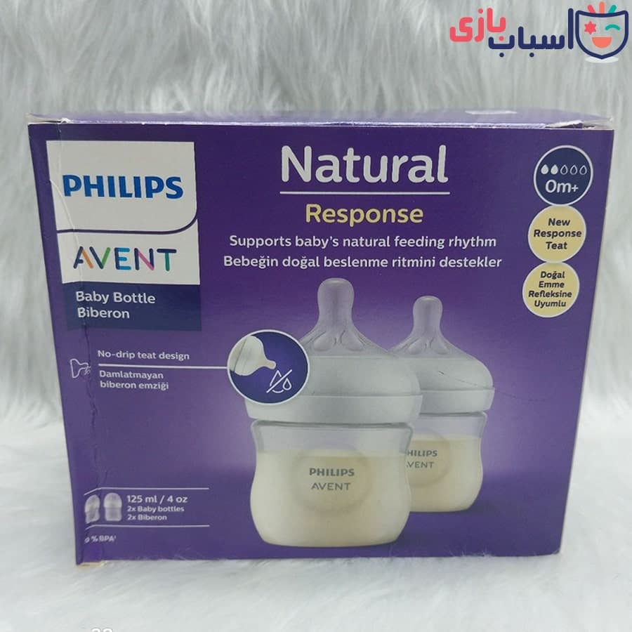 شیشه شیر اونت 125 میل 2 عددی فیلیپس PHILIPS مدل AVENT ساده کد 02_900 — تصویر ۴