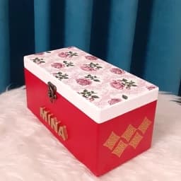 جعبه چوبی دکوپاژ مستطیلی دکوپاژ ضدآب جامدادی باکس لوازم آرایش جاقاشقی چوبی شیکوپاژ — تصویر ۴