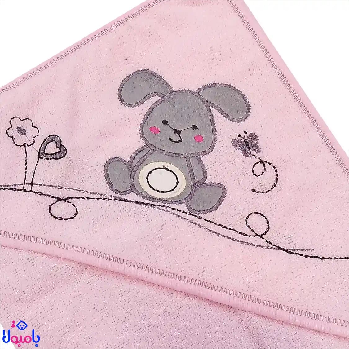 ست حوله 2تیکه نوزادی صورتی طرح خرگوش 80*80 سانتیمتر — تصویر ۲