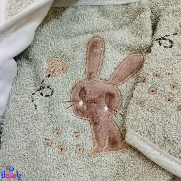ست 5تیکه حوله نوزادی سبز طرح خرگوش مادرکر — تصویر ۶