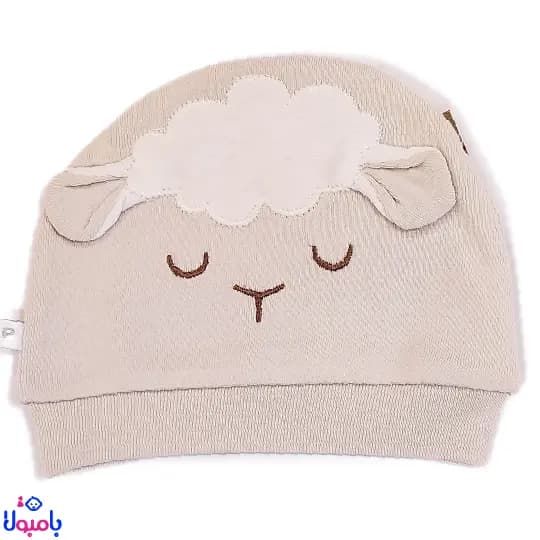 کلاه نخ پنبه نوزادببیعی کرم طرح snowy
