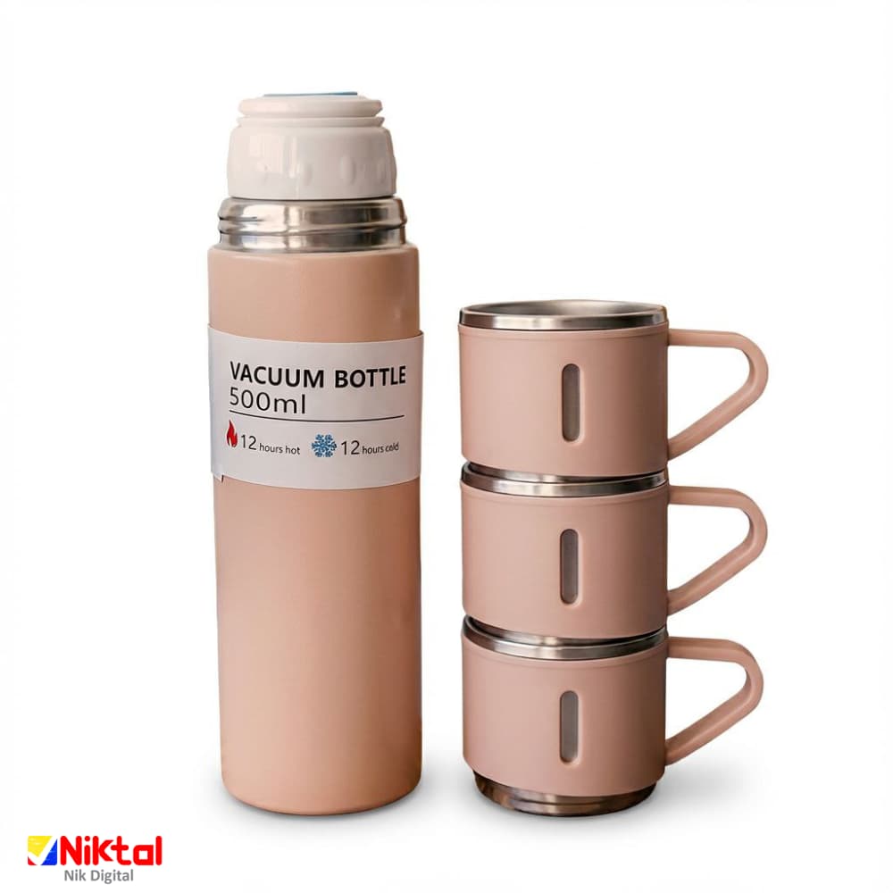 فلاسک نیم‌لیتری ۳ کاپ VACUUM | قابلیت گرم نگه داشتن تا 12 ساعت