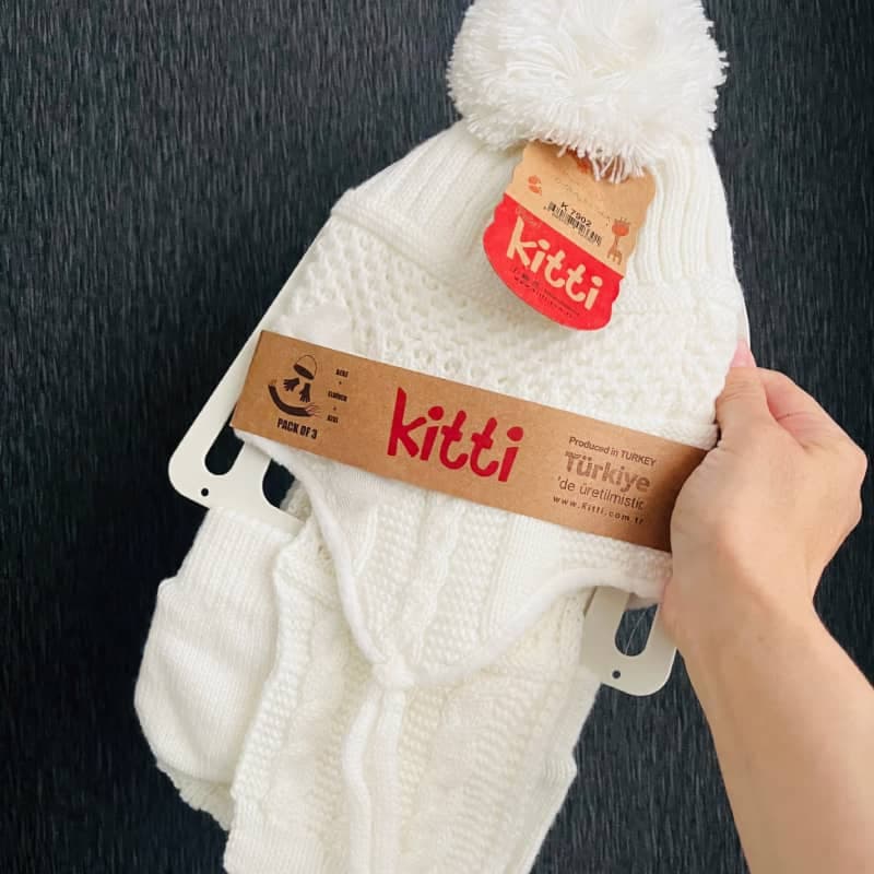 ست شال و کلاه و دستکش نوزادی مدل kitti