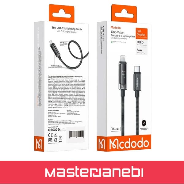 کابل شارژ تایپ سی به لایتینینگ 36W مک دودو Mcdodo Cab Vision 36W 1.2m CA-8880 — تصویر ۳