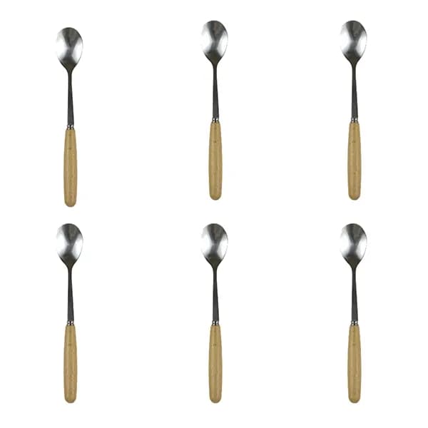قاشق چای خوری مدل دسته چوبی بسته 6 عددی — تصویر ۳
