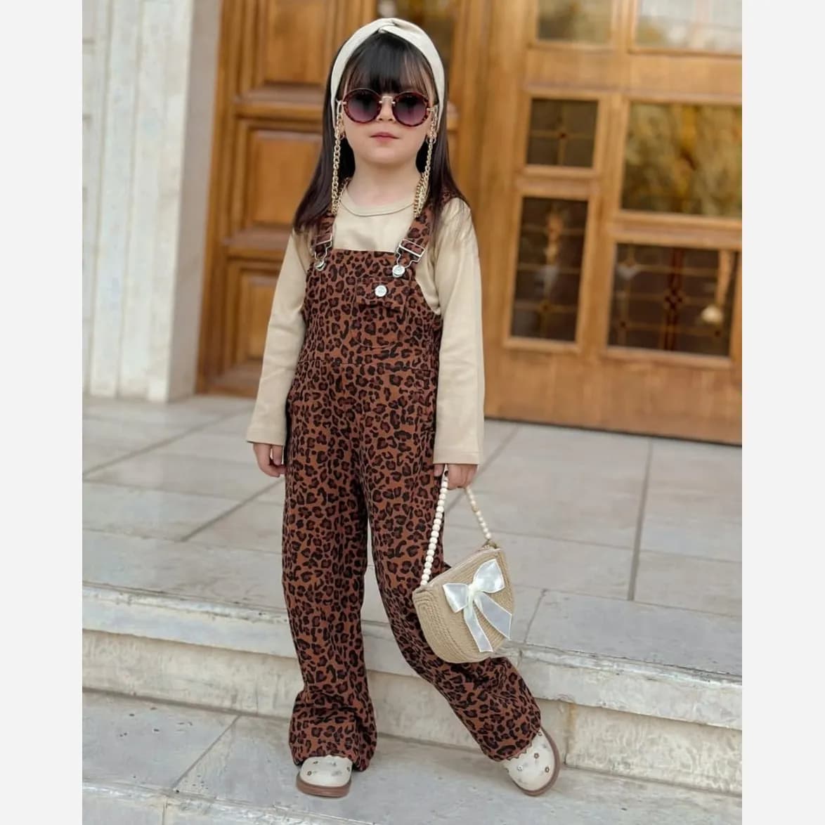 ست بلوز و بیلر مخمل کبریتی طرح پلنگی دخترانه مناسب 3 تا 8 سال — تصویر ۶