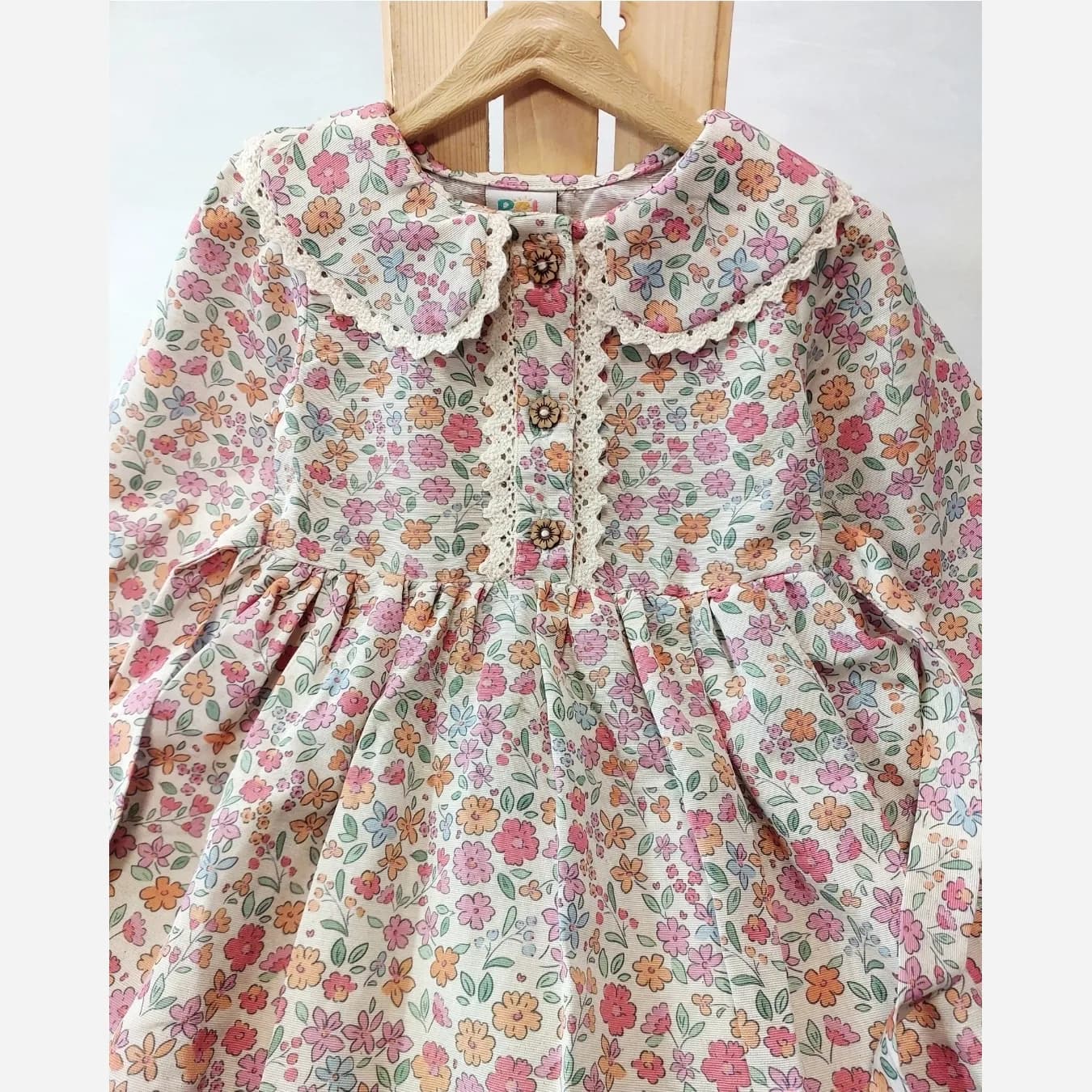 پیراهن دخترانه لینن وارداتی مدل بهار سایز بزرگ مناسب 8 تا 13 سال — تصویر ۵