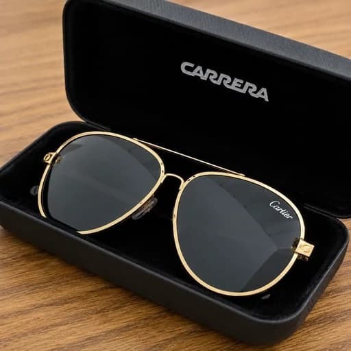 عینک آفتابی مردانه کررا Carrera فرانسه استاندارد مدل D1 فریم طلایی