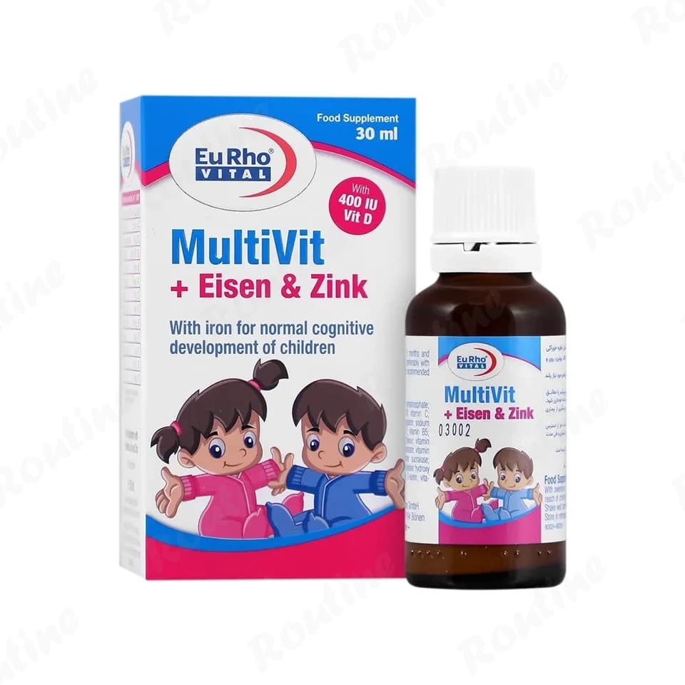 قطره خوراکی مولتی ویتامین + آهن و روی یوروویتال 30 میلی لیتر