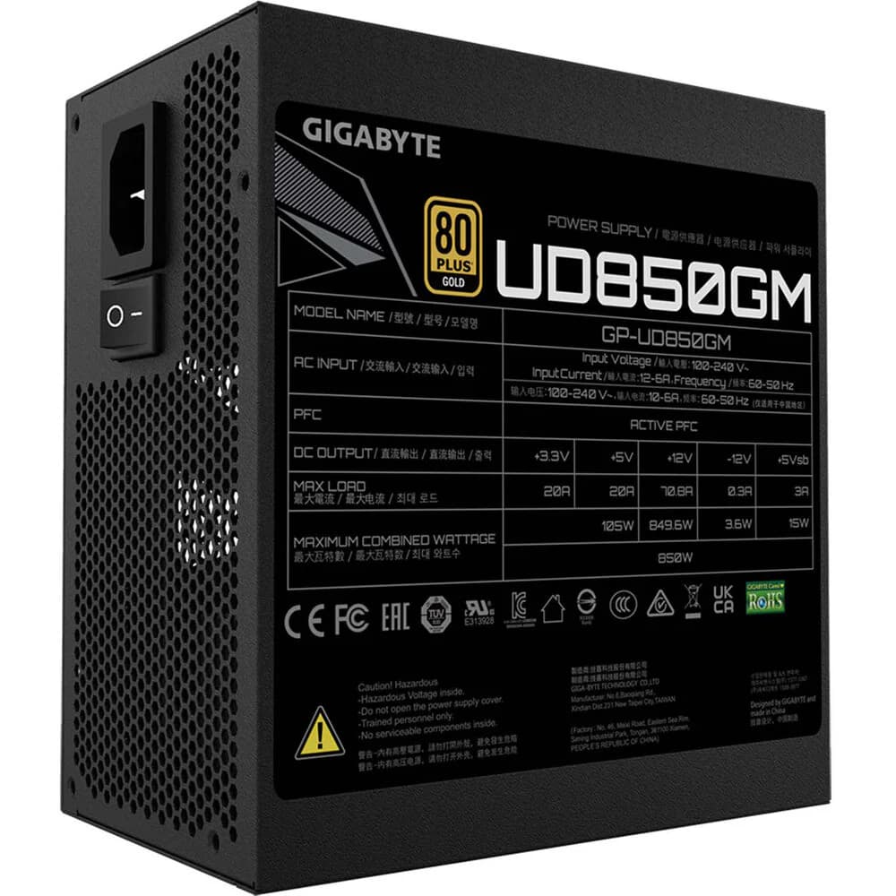 منبع تغذیه کامپیوتر گیگابایت مدل GIGABYTE UD850GM FULL MODULAR — تصویر ۳
