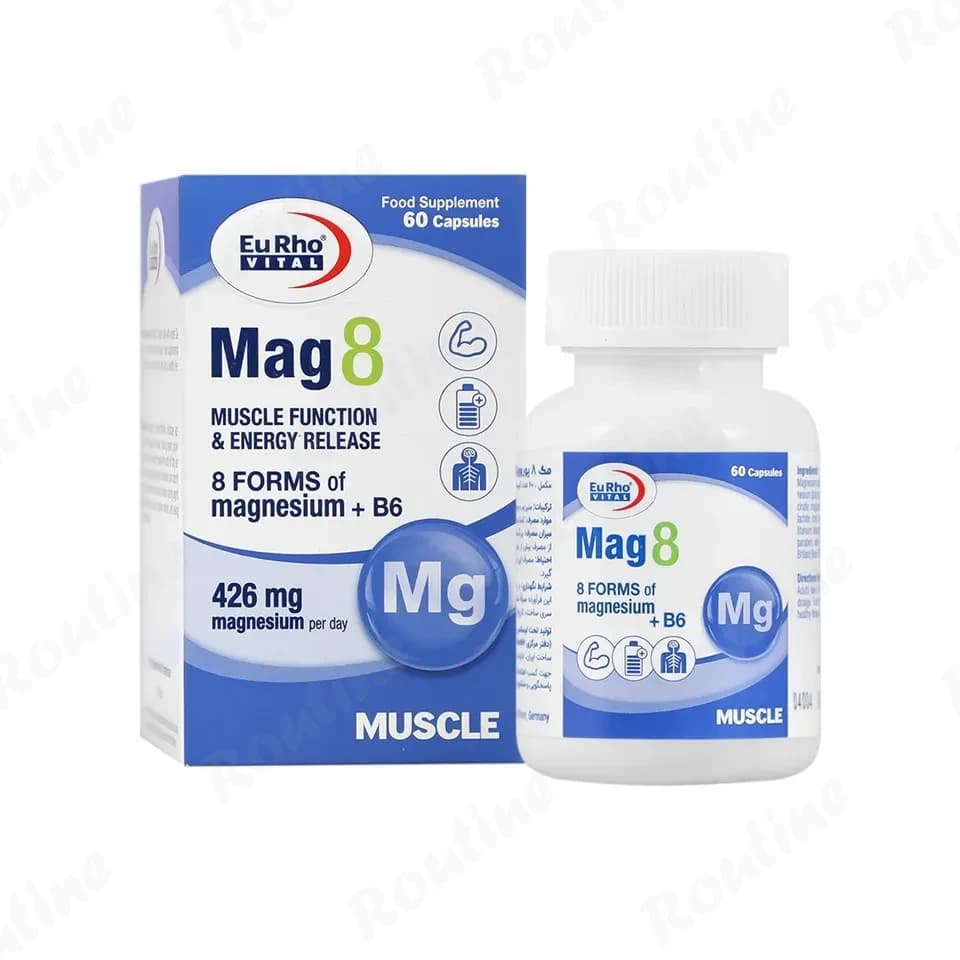 کپسول مگ 8 منیزیم و ویتامین ب6 یوروویتال 60 عددی