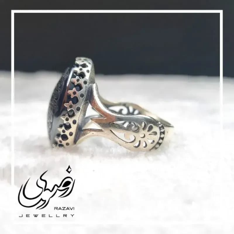 انگشتر حدید صینی مردانه طرح نیزه — تصویر ۶