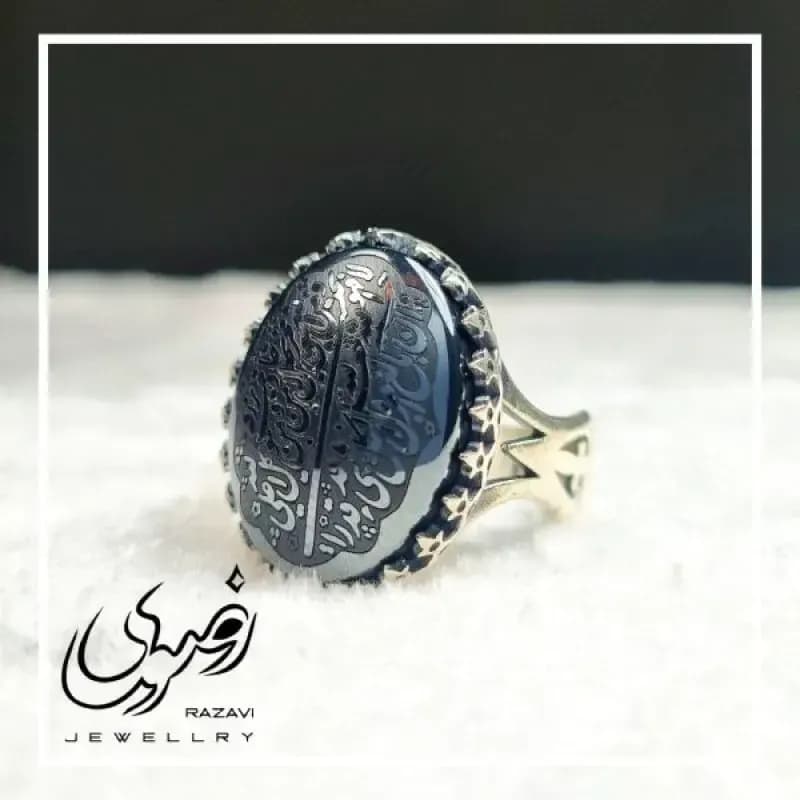 انگشتر حدید صینی مردانه طرح نیزه — تصویر ۴
