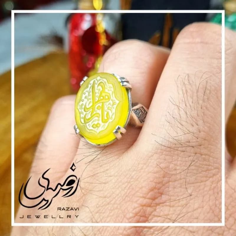 انگشتر نقره مردانه طرح شرف الشمس — تصویر ۲