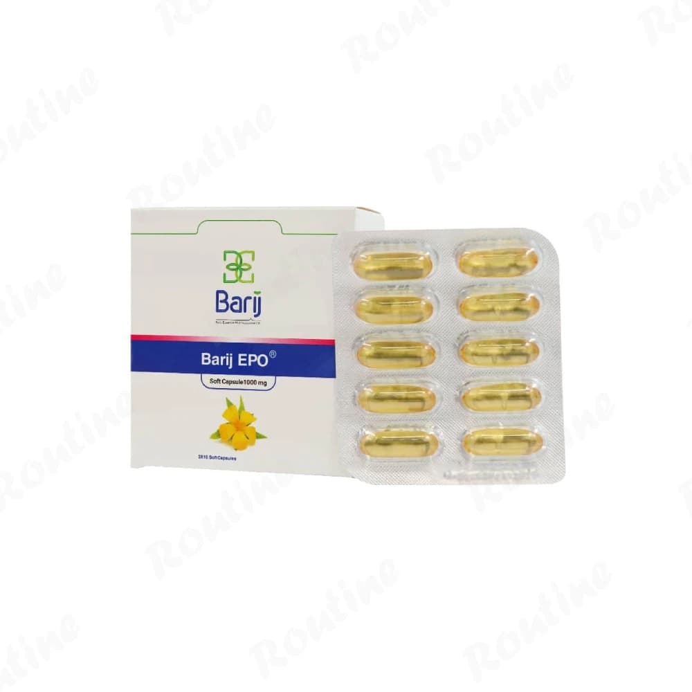 کپسول روغن گل مغربی EPO باریج اسانس 1000 میلیگرم 30 عدد — تصویر ۲