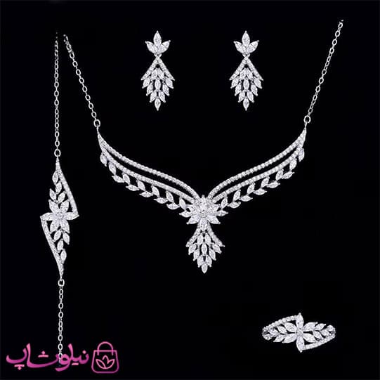 سرویس نقره زنانه طرح جواهر وزن 13/8 گرم کد 5300