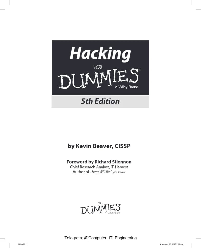کتاب هک برای احمق ها (Hacking For Dummies) نسخه انگلیسی PDF | کوین بیور