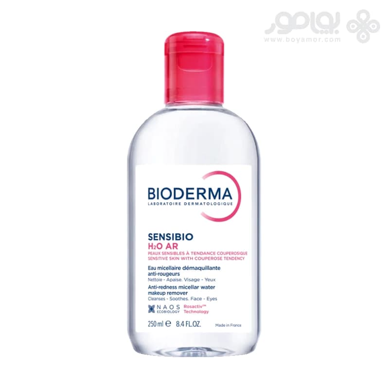 محلول میسلار ضد قرمزی پوست بایودرما مدل Sensibio H2O AR مناسب پوست حساس حجم 250 میل — تصویر ۲