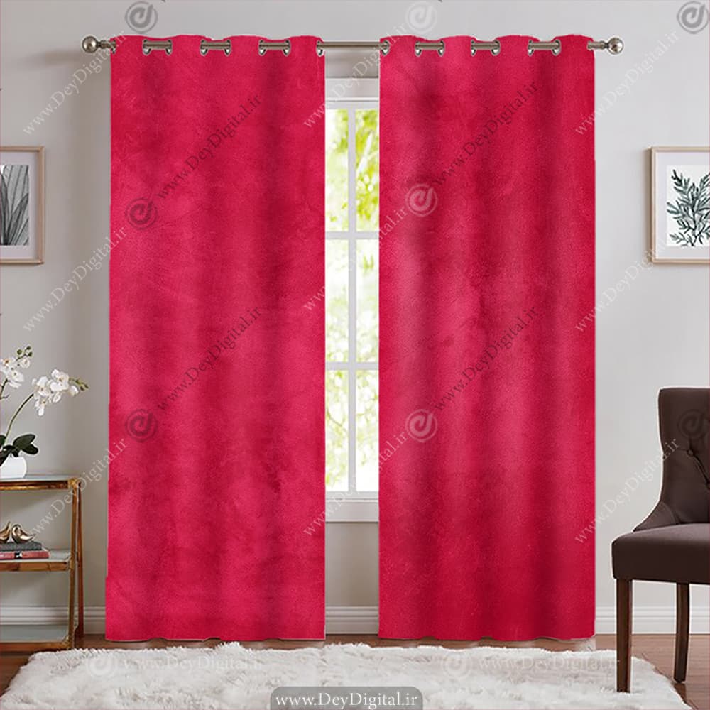 پرده پانچی ساده رنگ قرمز PK-7850