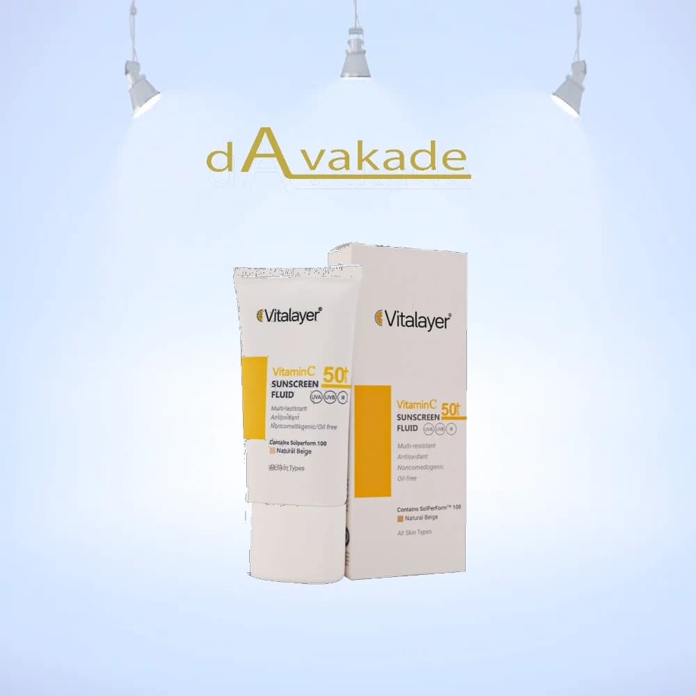 فلوئید ضد آفتاب SPF50+ ویتامین C بژ طبیعی ویتالیر VITALAYER