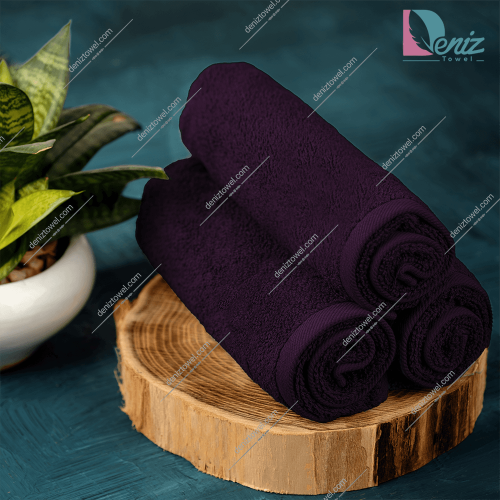 حوله دستی بسته سه عددی ساده رنگ بنفش