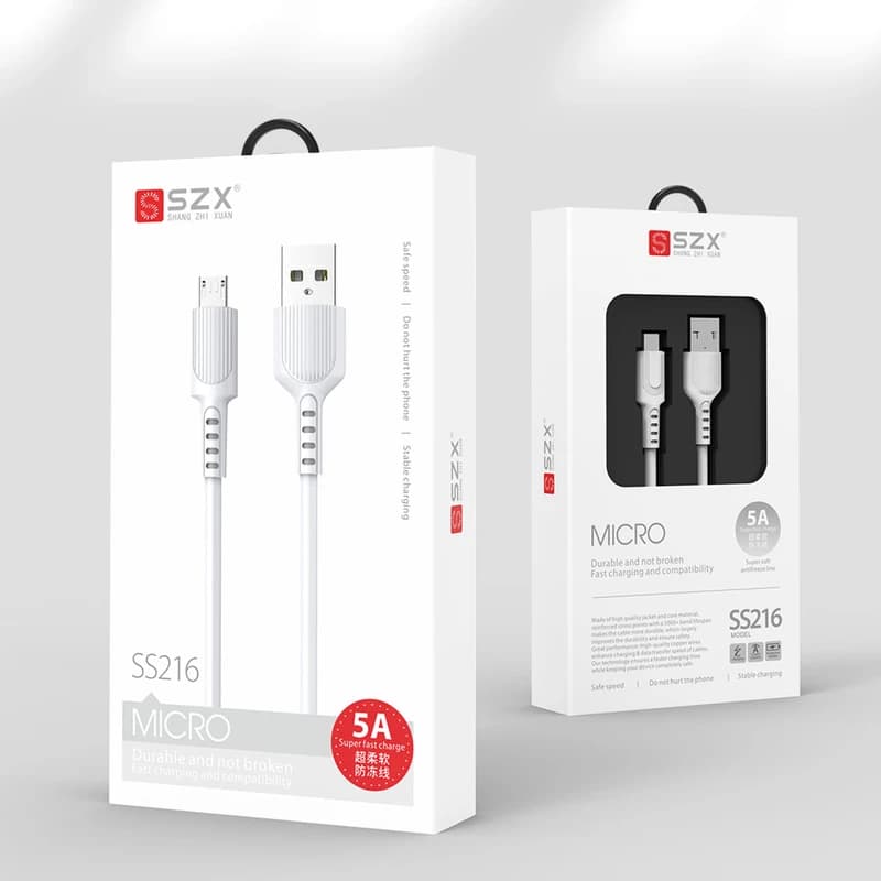 کابل تبدیل USB به microUSB اس زد ایکس مدل SS216 طول یک متر کد K14067 — تصویر ۲