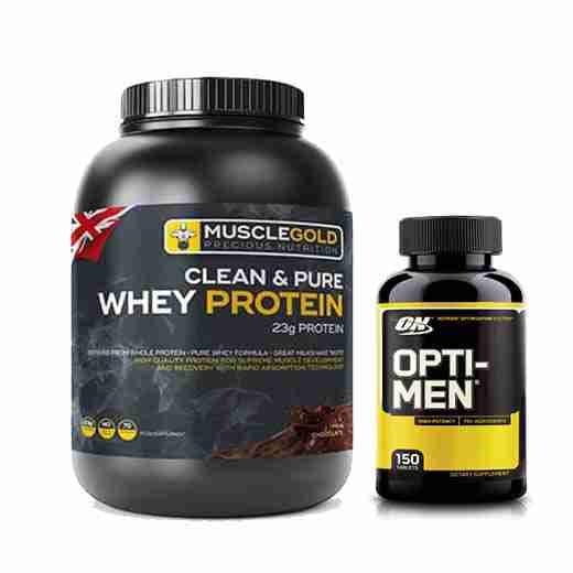 پک اپتی من + وی ماسل گلد | pack optiman 150 + whey muscle gold